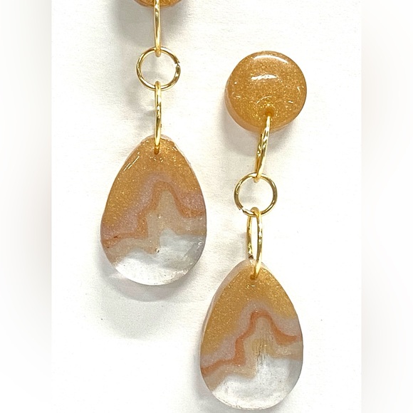 HANDMADE Tiered Metallic Dangle Fashion Earrings, Gift for Her Woman Girl - Picture 8 of 9